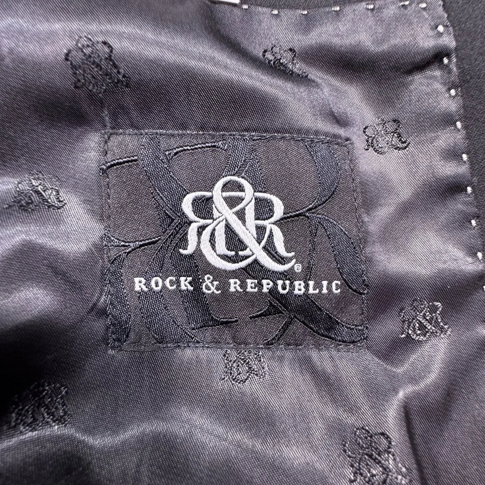 Rock &‎ Republic Mens Blazer Suit Jacket Black 42R Wool Blend Two Button